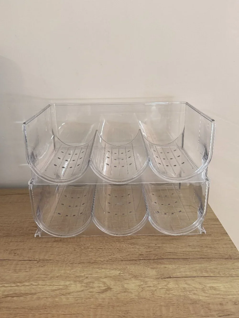 stackable 2 tier acrylic clear water bottle organizer